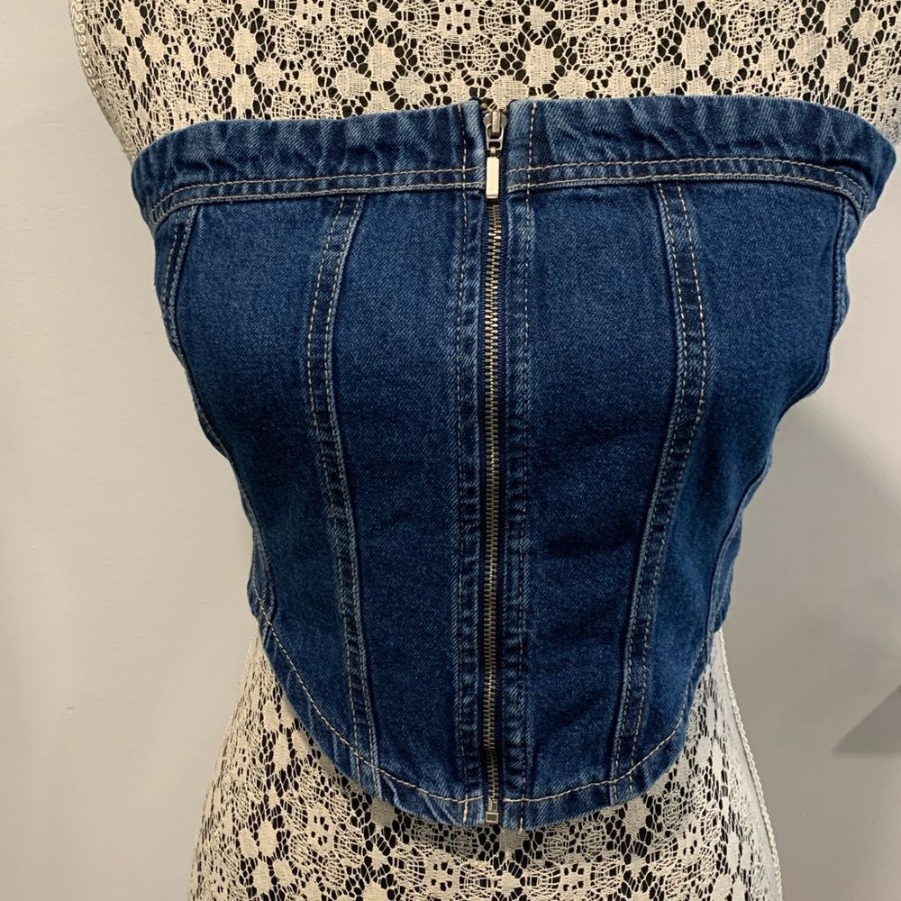 Vintage Lone Star  Blue Indigo Wash Denim Corset/Tube Top - Picture 11 of 11